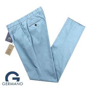 ジェルマーノ GERMANO ／ 24SS 製品染めコットンストレッチギャバジン1プリーツパンツ「521G-8901」（ライトブルー）｜ikinakikonashi