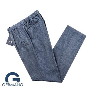 ジェルマーノ GERMANO ／ 24SS 製品洗いコットンシャンブレー1プリーツドローコードパンツ「46BG-8804」（インディゴブルー）｜ikinakikonashi
