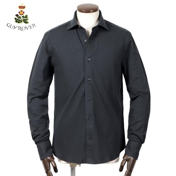 ギローバー GUY ROVER ／ コットンカノコ長袖ワイドカラーシャツ「PL196」（ネイビー）