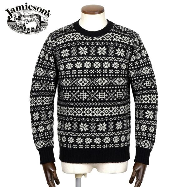【SALE】ジャミーソンズ Jamieson's ／ シェトランドウールフェアアイル柄クルーネックニ...