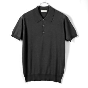 ジョンスメドレー JOHN SMEDLEY ／ 24SS ウールコットン30ゲージ半袖ニットポロシャツ「PEAKS」（BLACK／ブラック）｜ikinakikonashi