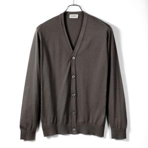 ジョンスメドレー JOHN SMEDLEY ／ 24SS シーアイランドコットン30ゲージ長袖ニットカーディガン「WISTING」（CHOCOLAT／ショコラ）｜ikinakikonashi