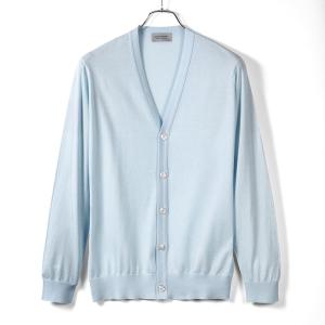 ジョンスメドレー JOHN SMEDLEY ／ 24SS シーアイランドコットン30ゲージ長袖ニットカーディガン「WISTING」（MIRAGE BLUE／ミラージュブルー）｜