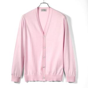 ジョンスメドレー JOHN SMEDLEY ／ 24SS シーアイランドコットン30ゲージ長袖ニットカーディガン「WISTING」（MALLOW PINK／マロウピンク）