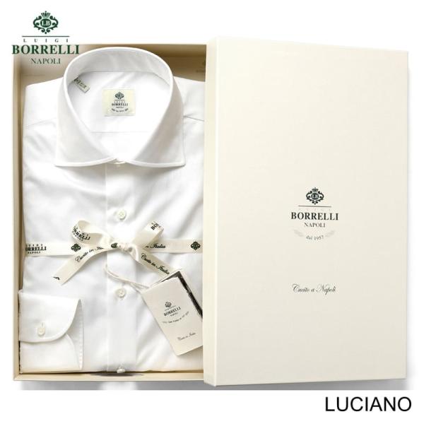 ルイジボレッリ LUIGI BORRELLI ／ 通年定番品コットンツイル無地セミワイドカラーシャツ...