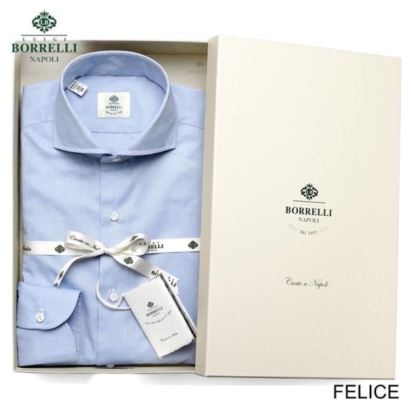 ルイジボレッリ LUIGI BORRELLI ／ 通年定番品コットンピンポイントオックスホリゾンタル...