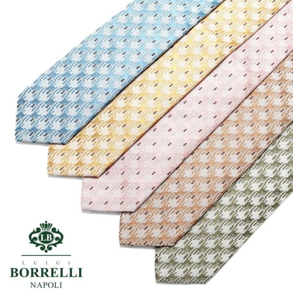 【SALE】ルイジボレッリ LUIGI BORRELLI ／ 24SS シルクジャカード千鳥格子柄ネ...