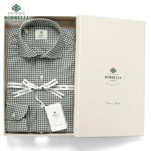 【SALE／返品・交換不可】ルイジボレッリ LUIGI BORRELLI ／ 25-26AW コットンツイルチェックワイドカラードレスシャツ「FABIO(SR44948)」｜粋な着こなしヤフー店
