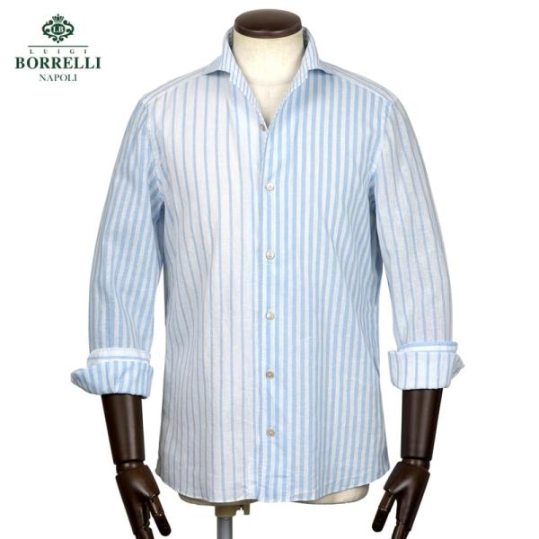 ルイジボレッリ LUIGI BORRELLI ／ 26SS リネンコットンポプリンクレイジーストライ...
