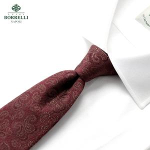 ルイジボレッリ LUIGI BORRELLI ／ 26-27AW シルクジャカードペイズリー柄ネクタイ「506」（ボルドー×オーカー）