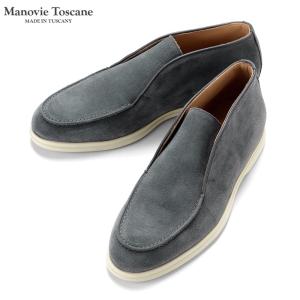 マノヴィエトスカーネ Manovie Toscane ／ カーフスエードスリッポンアンクルブーツ「LEO」（LIGHT GREY／グレー）