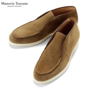 マノヴィエトスカーネ Manovie Toscane ／ カーフスエードスリッポンアンクルブーツ「LEO」（COGNAC／ライトブラウン）