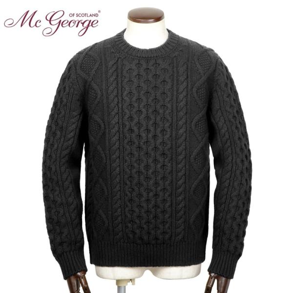 マックジョージ MC GEORGE ／ ウールカシミヤローゲージアラン編みクルーネックニット「A03...