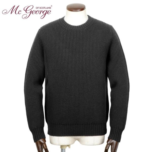 マックジョージ MC GEORGE ／ ウールカシミヤローゲージリブ編みリアルフィッシャーマンズセー...