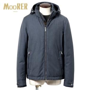 【SALE／返品・交換不可】ムーレー MOORER ／ 防水テクニカルウールツイルフーデッドダウンブルゾン「ALBINI-PUM」（JEANS／インディゴブルー）