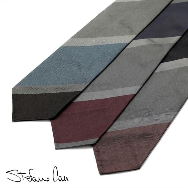 【SALE】ステファノカウ Stefano Cau ／ シルクツイルストライプネクタイ「MF3674...