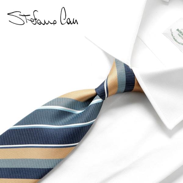 【SALE】ステファノカウ Stefano Cau ／ シルクツイルストライププリントネクタイ「41...