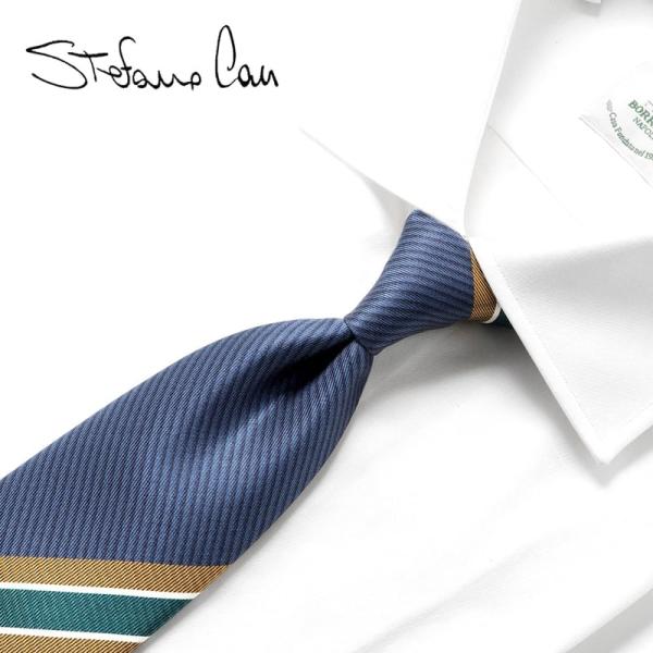 【SALE】ステファノカウ Stefano Cau ／ シルクツイルストライププリントネクタイ「41...