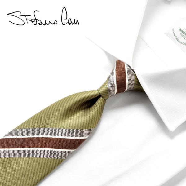 【SALE】ステファノカウ Stefano Cau ／ シルクツイルストライププリントネクタイ「41...