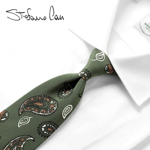 ステファノカウ Stefano Cau ／ シルククレープペイズリープリントネクタイ「4156」（オ...