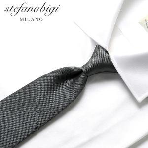 ステファノビジ stefanobigi ／ 24SS シルクオックスフォードソリッドネクタイ「RIO（P132）」（グレー）｜ikinakikonashi