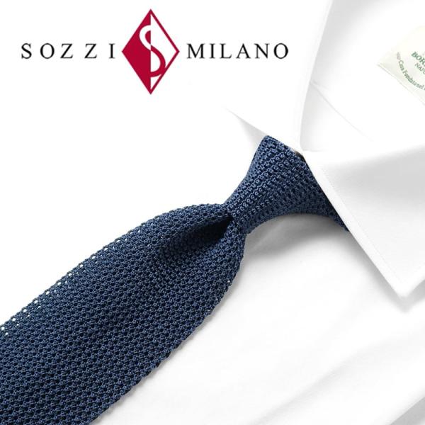 ソッツィ SOZZI ／ シルクカノコ編みソリッドニットネクタイ「TRICOT CLASSICO S...