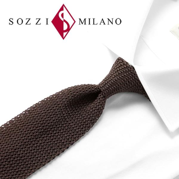 ソッツィ SOZZI ／ シルクカノコ編みソリッドニットネクタイ「TRICOT CLASSICO S...