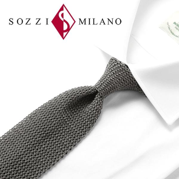 ソッツィ SOZZI ／ シルクカノコ編みソリッドニットネクタイ「TRICOT CLASSICO S...