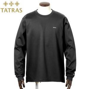 タトラス TATRAS ／ スーピマコットン40ゲージスムース左胸＆袖口圧着ロゴ長袖クルーネックカットソー「SICADO」（ブラック）