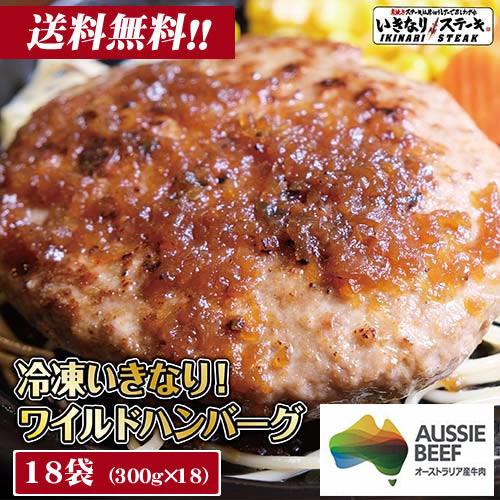 いきなり！ステーキ 冷凍いきなり！ワイルドハンバーグ 300g 18個 (5.4kg) オニオンソー...