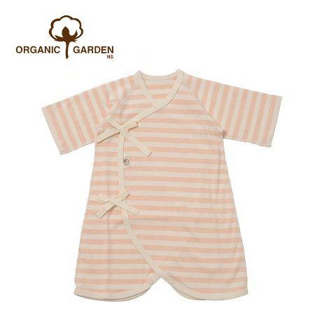 オーガニックガーデン 太めのボーダーが人気の天竺　コンビ肌着（前ひもタイプ）10831 オーガニック...