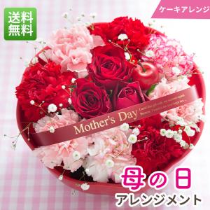 早割 母の日 2026 プレゼント 花 ギフト 母の日ケーキアレンジ カーネーション カスミソウ 母の日ギフト 生花 花ギフト 50代 60代 70代 80代 FKHH