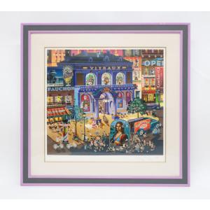 《京都一輝堂》【工芸品】美術品 絵画 希少 ヒロ・ヤマガタ 「ステンドグラススタジオ」シルクスクリーン 直筆サイン入り r7w12-2397