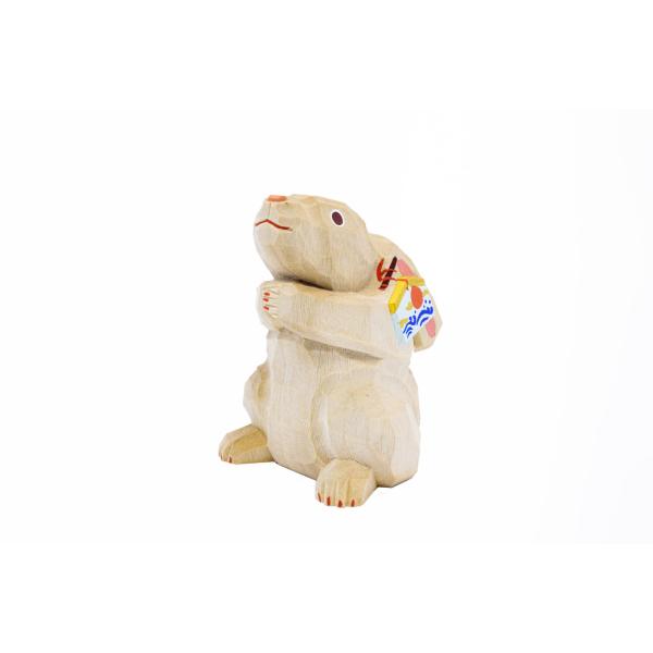 干支置物「卯」(うさぎ)大サイズ ※旧モデル /奈良一刀彫/楠/人形/ウサギ/うさぎ/卯