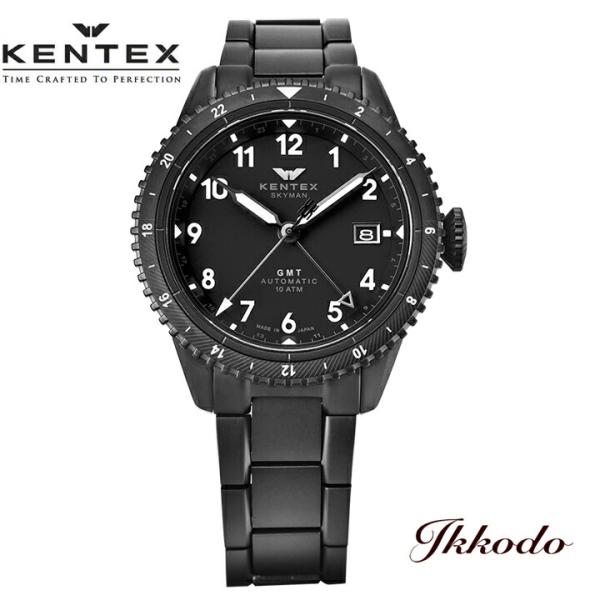 ボーナスストア＋10% 限定188本 ケンテックス KENTEX スカイマンGMT オールブラック ...