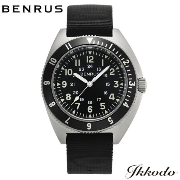 BENRUS ベンラス TYPE-II SILVER クォーツ 42mm 10気圧防水 メンズ腕時計...