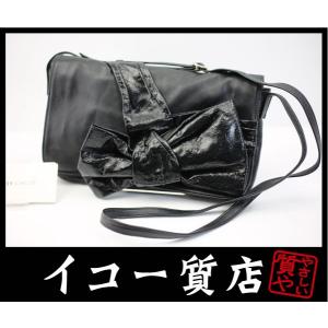 イコー質店　シーバイクロエ　ロダ リボンショルダーバッグ　9S7106-N86　レザー　ブラック　美...