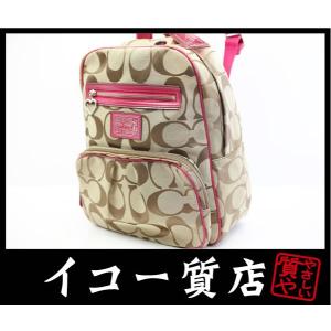 イコー質店　コーチ　★希少モデル　デイジーポピー　バックパック　F22948　カーキ×ピンク　美品　RY5452｜iko78com