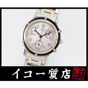 イコー質店　エルメス　★希少　美品　クリッパーナクレ　クロノグラフ　CL1.321　ピンクシェルダイ...