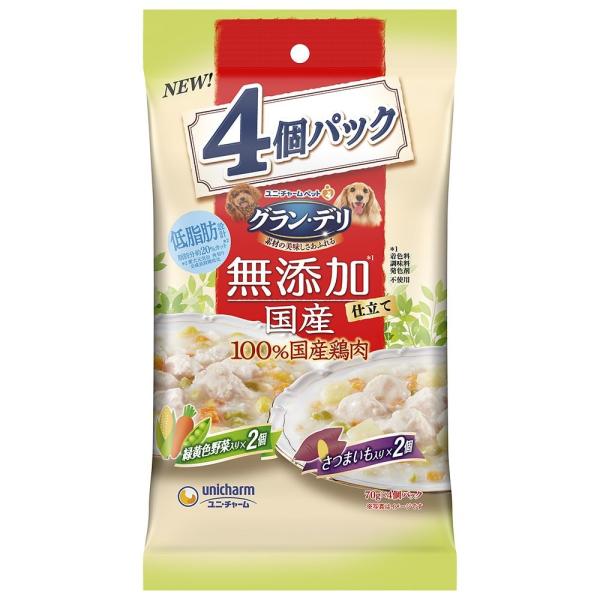 ユニ・チャーム ペット グラン・デリ 無添加仕立て 国産パウチ 成犬用 緑黄色野菜入り×さつまいも入...