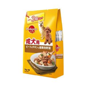 マースジャパン ペディグリー 成犬用 ビーフ＆チキン＆野菜 70g×3袋 P117 1ケース48個セット｜ikoapetfood