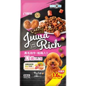 サンライズ じゅわリッチ 黒毛和牛・地鶏入り 13歳以上用 1.6kg  1ケース4個セット｜ikoapetfood