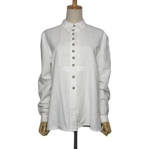 COUNTRY Line 白色 カントリーシャツ チロルシャツ ホワイトシャツ 長袖 レディース XL位 ヨーロッパ 民族衣装 古着｜ikokuya