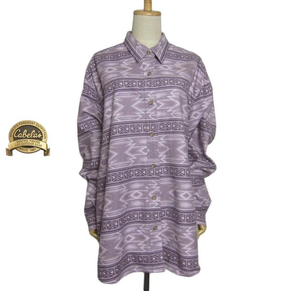 Cabela's ネイティブ柄ネルシャツ 大きいサイズ レディース2XL 古着
