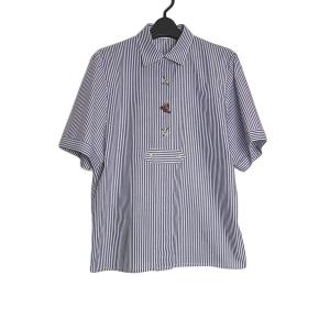 ストライプ柄 半袖 チロルシャツ カントリーシャツ レディース XL位 ヨーロッパ 民族衣装 古着｜ikokuya