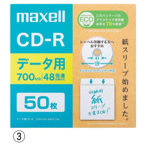 封筒 データ用ＣＤ−Ｒ（５０枚）紙スリーブ maxell