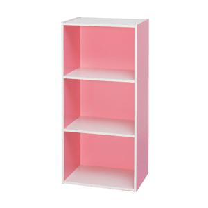 アイリスオーヤマ CBボックス(カラーボックス)3段 CX-3 ピンク/オフ