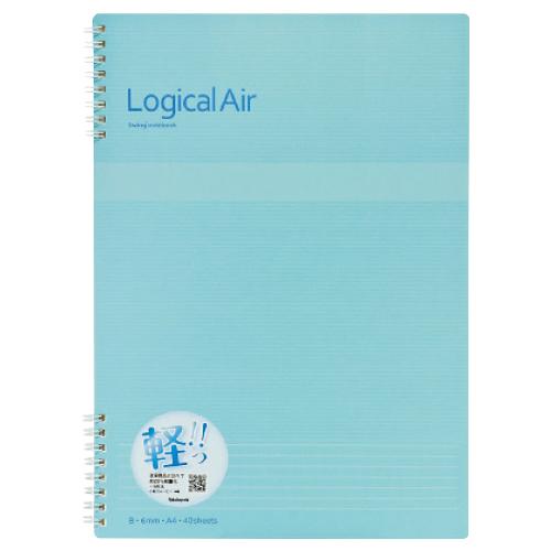 ノート ロジカルエアーA4Wリングノート 6mm罫　ブルー ナカバヤシ