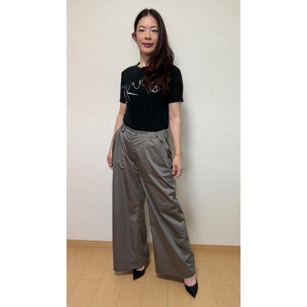 ワイド パンツ ズボン レディース カーキ