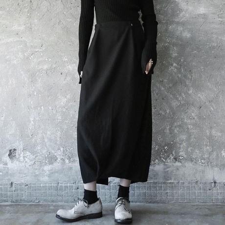 after opening long skirtウールスカート ロングスカート黒 スタイルアップ ポ...